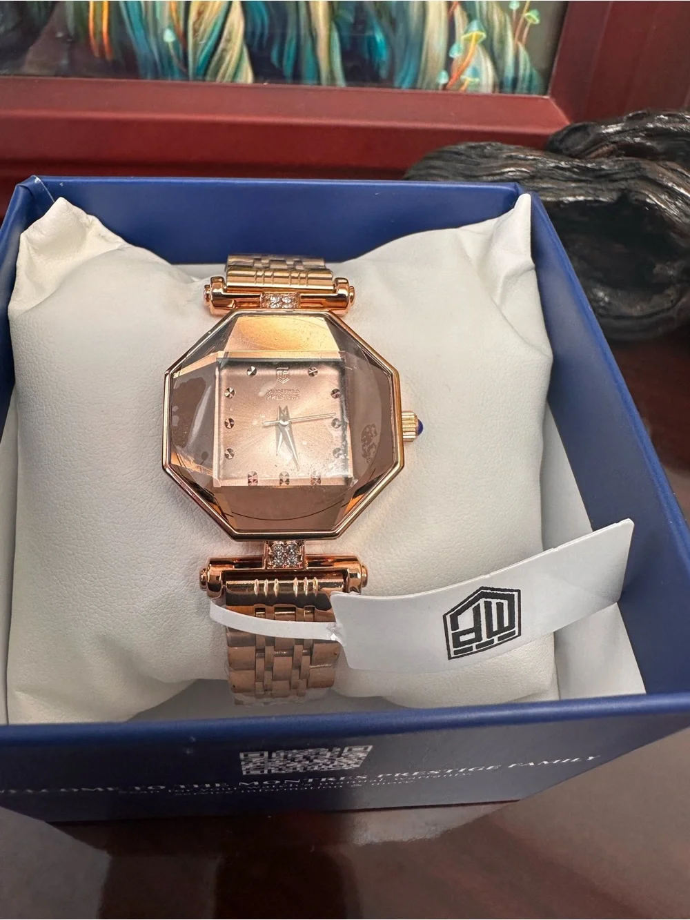 Montres Prestige Invicta Octagonal Rose Gold Crystal Accent Bracelet Watch